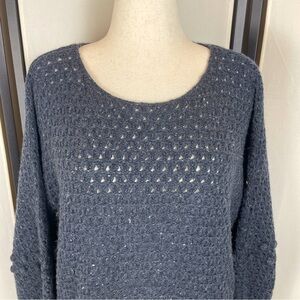 Garnet Hill Cashmere Sweater Gray Airy Size L